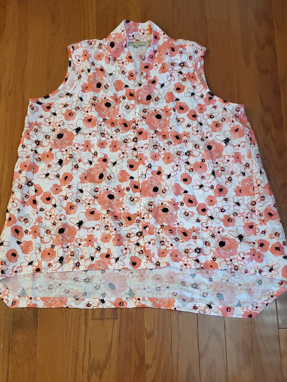 DG2 100% Linen Floral Sleeveless Tunic Size 3X Pink